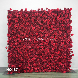 Customized Wedding Decoration Roll up 5d Fabric Flower Wall Backdrop Artificial Silk Red Rose Flower Wall - Product Image 2