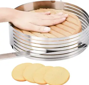 Bakdeeg 6-8 Inch Ronde Verstelbare Laag Snijder Rvs Ronde Mousse Cake Snijder Cake Ring Mal