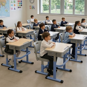 Factory Price Modern Metal School Adjustable Height <b>Study</b> <b>Desk</b> and Chair Sets ST-208D-2 Adjustable Height <b>Study</b> Table for Studen - Product Image 3