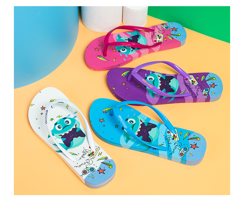 Cartoon Shark Flip-flops Slippers Women Summer Students Outdoor Sublimation Beach Slippers