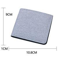Dompet Kartu Kanvas Pendek Portabel dengan Ritsleting Warna Solid Gaya Jepang Canggih Logo Kustom untuk Pria