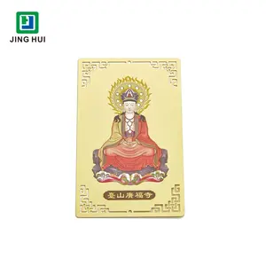 Making Wholesale Cheap Price Custom Religious Chinese Buddhism Golden Metal Cards