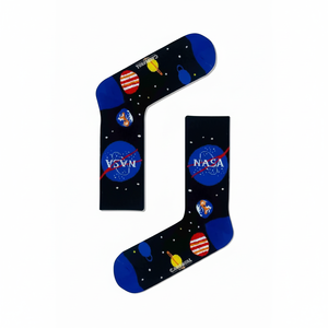 Chaussettes à motif spatial coloré inspirées de la NASA, respirantes, en Spandex et Polyester, taille unique, style quotidien, cadeau idéal, logo sous le pied - Product Image 2