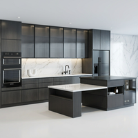 GOLDENHOME CUSTOMIZE Armoire de cuisine modulaire |   8 couleurs |   Étagères verticales à lattes LED chauffantes |   Minimaliste |   Panneau en mélamine