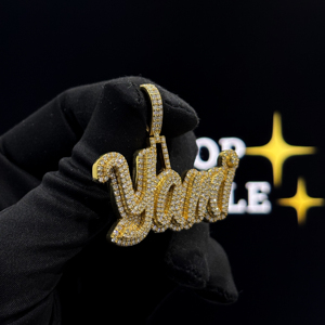 Collar con Colgante de Nombre Personalizado Yami, Estilo Hip Hop, con Moissanita, Chapado en Oro, Letra en Script, para Hombre y Mujer - Product Image 2