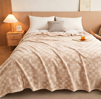 Couverture douce, légère, en peluche, confortable et luxueuse, couverture à carreaux, couvertures pour l'hiver