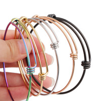 Acier inoxydable DIY Pendentif Bracelet 55MM 60MM 65mm Bijoux Trouver Extensible Réglable 1.8mm Épaisseur Bracelets Bracelet