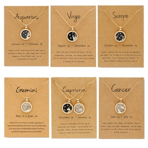 Collar <span class=keywords><strong>de</strong></span> Resina con Colgante <span class=keywords><strong>de</strong></span> Día y Noche para Mejores Amigos, Parejas, Chapado en Oro, con los 12 Signos <span class=keywords><strong>del</strong></span> Zodiaco - Product Image 2