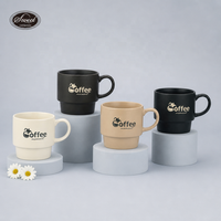 Ensemble de tasses à café empilables SWT avec support en métal, quatre pièces, vente en gros, ensemble de tasses en céramique personnalisables