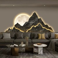 Light Luxury LED Backlit Wall Art Decorative Painting with Moon Design Modern for Living Room Sofa Background Wall