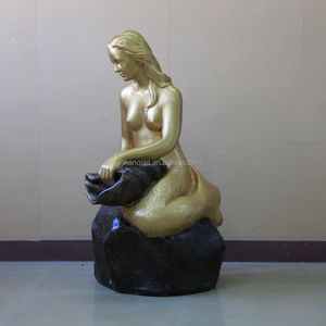 Statue de sirène en pierre de marbre Bronze blanc <span class=keywords><strong>nordique</strong></span> Offre Spéciale, accessoires de décoration de parc de jardin extérieur, Art fait à la main, Statue de sirène en résine - Product Image 1