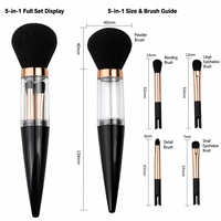 En stock, directement de l'usine : Ensemble de 5 pinceaux de maquillage portables pour le visage, synthétiques, véganes, pour poudre et fard à paupières, idéal pour les voyages, vente en gros