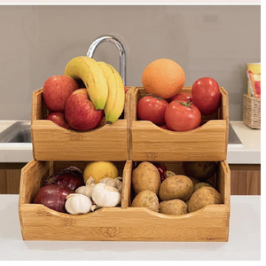 Ensemble de 3 bacs de rangement pour garde-manger en bois laqué coulissant pour pommes de terre et oignons avec un design durable et une grande capacité - Product Image 4