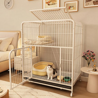Maison pour chat extra large avec toilette - Cage et villa pour animaux de compagnie d'intérieur pour chats et petits chiens