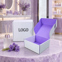 Boîte carrée personnalisée haut de gamme en carton ondulé blanc et violet pour compléments alimentaires avec impression couleur intégrale