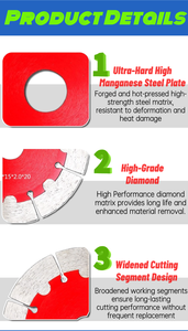 Lame diamantée industrielle pour découpeuses à disque - Bord segmenté, OEM disponible, garantie 3 ans pour la découpe de maçonnerie et de béton armé - Product Image 4