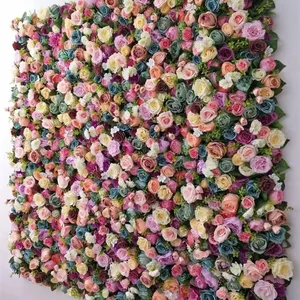 Недорогой декоративный Свадебный Декор 3d белая розовая роза искусственный шелк рулон цветок настенная панель фон