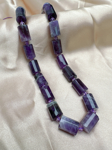 Perle di pietra di ametista viola a forma di cilindro sfaccettato naturale per accessori per collana di bracciali - Product Image 5
