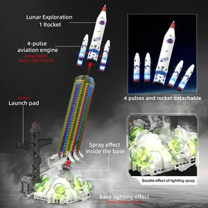 Kaiyu K96171 2025 <strong>Rocket</strong> Launching <strong>Model</strong> LED Light Electronic Toy ABS Plastic 711pcs Building Blocks Set - Product Image 4