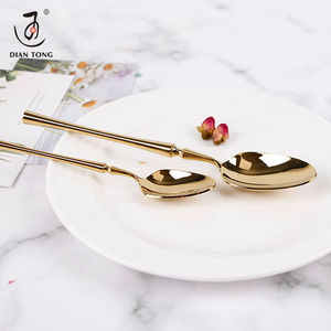 DianTong Juego de Cubiertos Dorados de Acero Inoxidable, Cubiertos de Lujo, Cuchillo y Cuchara, Tenedor, Boda - Product Image 4