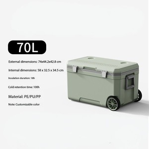 <span class=keywords><strong>70L</strong></span> PU Food Grade Caixa Isolada Com Punho Retrátil Rodas para Outdoor Pesca Picnic Camping Ice Cooling - Product Image 4
