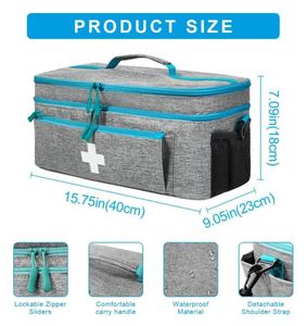 Bolsa de primeros auxilios vacía, organizador de kits de emergencia, bolsa de medicina portátil con cierre de cremallera de doble capa para el hogar, viajes, Camping - Product Image 3