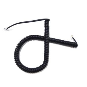 Cordon téléphonique spiralé noir 30AWG rétractable avec connecteurs RJ9 / RJ10 / RJ22 pour téléphones fixes - Product Image 6