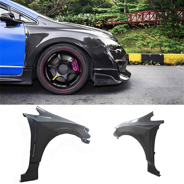 For 2006-2008 8th Gen Civic FD2 JS RACING Style Carbon Fiber Front ...
