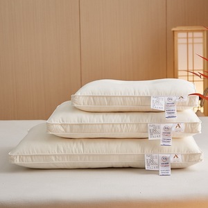Coussin en coton et lin écologique, rectangulaire, fermeté moyenne, pour enfant et adulte, soutien cervical, usage domestique et en dortoir, blanc - Product Image 1