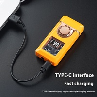 Briquet à double flamme en métal moderne et de haute technologie avec lumière LED transparente, interrupteur intelligent à commande vocale