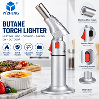 Briquet torche de cuisine YIZHENG YZ-090 à flamme unique, rechargeable au butane, coupe-vent, avec corps en cuivre et acier inoxydable