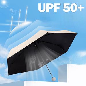 Parasol de poche cinq plis classique pour femme, protection UPF50+, double usage soleil et pluie, parapluie portable, vente en gros - Product Image 3