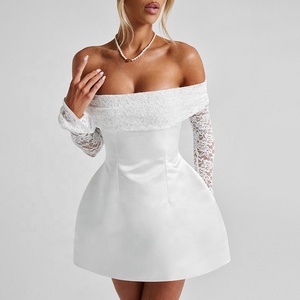 Abiti Mini Eleganti da Donna, Sexy e Aderenti con <span class=keywords><strong>Maniche</strong></span> <span class=keywords><strong>Lunghe</strong></span> in Pizzo e Collo a <span class=keywords><strong>Spalle</strong></span> <span class=keywords><strong>Scoperte</strong></span>, <span class=keywords><strong>Vestito</strong></span> Femminile alla Moda - Product Image 1