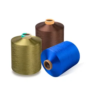 DTY Polyester Yarn Colored Knitting Yarn Polyester Filament Semi-dull 150 Denier 48