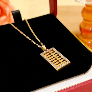 Trendy Abacus Pendant Necklace 18K Gold Plated Alloy Cubic Zirconia <b>Chain</b> Jewelry Unisex Everyday Wear - Product Image 6
