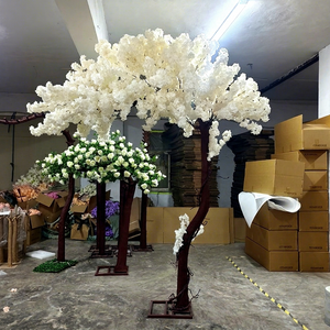 Árbol de Cerezo Artificial Blanco Liso de 3 Metros, Árbol de Sakura Blanco Gigante, Árbol de Flores de Cerezo Artificial para Decoración de Fondo de Bodas - Product Image 1