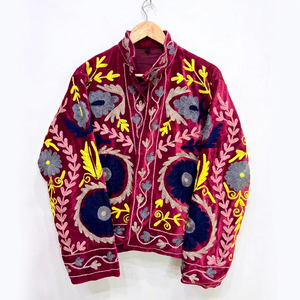 Luxury Cotton Velvet Suzani Embroidery Indian Boho <b>Hippie</b> Unisex Women Winter <b>Jacket</b> Breathable Windproof Outerwear for Bulk Buy - Product Image 1