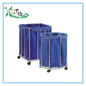 Chariot à linge en acier inoxydable avec doublure en toile, 4 roues, semi-fermé, pour chariots de nettoyage - Product Image 2