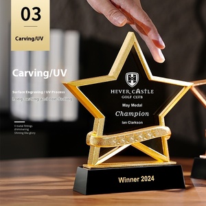 Trofeo a Stella a Cinque Punte in Metallo e Cristallo Personalizzabile Gratuito per il Personale Eccezionale della Riunione Annuale, Campione Creativo - Product Image 4