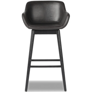 Tabouret de bar pivotant Hannah en bois, robuste, pour intérieur, en cuir véritable (hyde/hide), idéal pour bar à domicile et salle à manger - Product Image 4