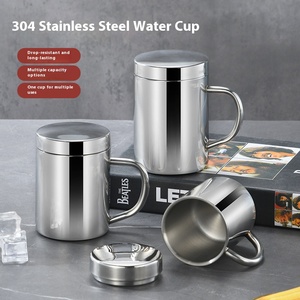 <span class=keywords><strong>Taza</strong></span> de acero inoxidable 304 al por mayor de fábrica <span class=keywords><strong>con</strong></span> tapa, mango resistente al calor, fácil de limpiar, adecuada para café, té y uso en la oficina - Product Image 2