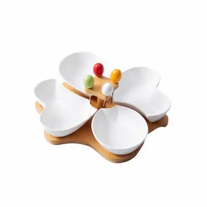 Hot sale porcelain snack bowls ceramic tapas serving dishes with stand