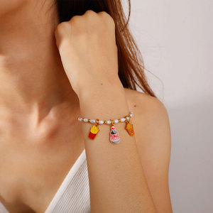 Customized Waterproof Charms 14k 18k Gold Plated 316L Stainless Steel Enamel Food Charms for <b>Bracelet</b> Necklace Jewelry Making - Product Image 4