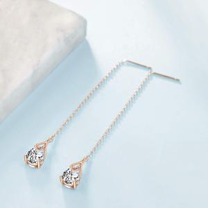925 in argento rosa placcato oro rosa con zirconi con catena a goccia <span class=keywords><strong>orecchini</strong></span> pendenti lunghi da donna - Product Image 3