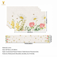 Ensemble de nappes et de sets de table personnalisés Ychon à motif floral, lavables et réutilisables, pour événements et mariages