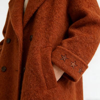 Manteau en laine boutonné ample pour homme de luxe sur mesure Longueur longue Rouge rouille pour streetwear Temps froid Port quotidien