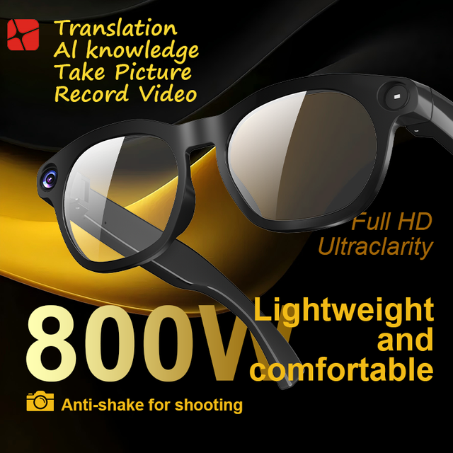 Video Recording Glasses AI Smart Glasses with Real-time Translation ChatGPT Voice Assistant for Business Travel