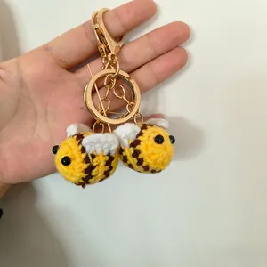 Sac cadeau pendentif accessoires charme porte-clés jaune main Crochet abeille porte-clés