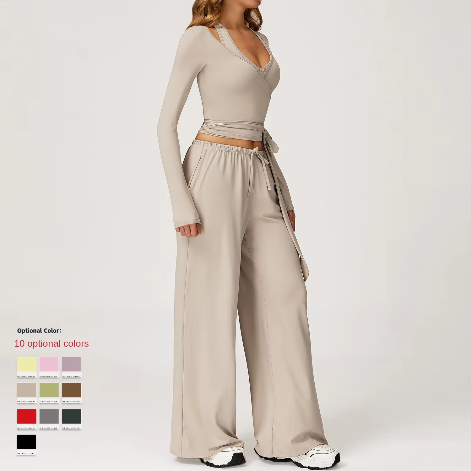 Cross-border Sanding 3-piece Set Yoga Sports Suit Quick-drying Beauty Back Sling Casual Solid Spring Lightweight Leisure Running