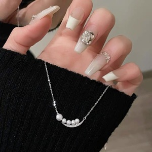 Cadena de Perlas de Agua Dulce de Origen Zhuji, Perlas de Sonrisa con Gradiente de Tamaño, Múltiples Cuentas, Anillos de Cristal Ligeros y Elegantes - Product Image 4